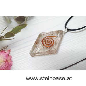 Orgon Anhänger Raute: Selenit & Spirale